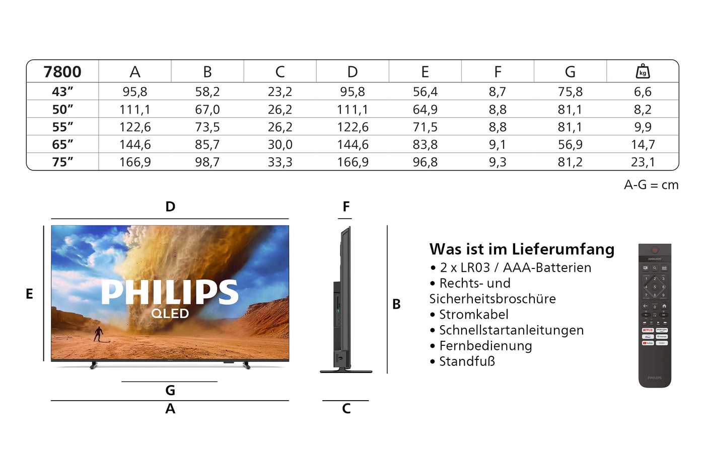 Philips 50PUS7800 4K LED Smart TV - 50 Zoll Display mit Pixel Precise Ultra HD, Titan OS Plattform und Dolby Atmos Sound - Funktioniert mit Alexa und Google Sprachassistent