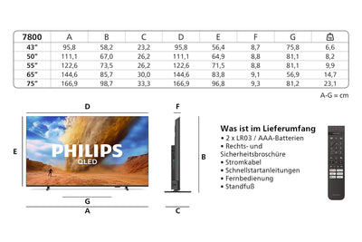 Philips 50PUS7800 4K LED Smart TV - 50 Zoll Display mit Pixel Precise Ultra HD, Titan OS Plattform und Dolby Atmos Sound - Funktioniert mit Alexa und Google Sprachassistent