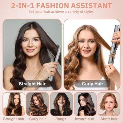 Alaoo Glätteisen Haarglätter,Verbesserte Version Ceramic Straight für Glatte & Glänzende Haare,Haarglätter Glätteisen Professioneller,2 in 1 Glätteisen Ideal Zum Glätten & Stylen von Locken und Wellen
