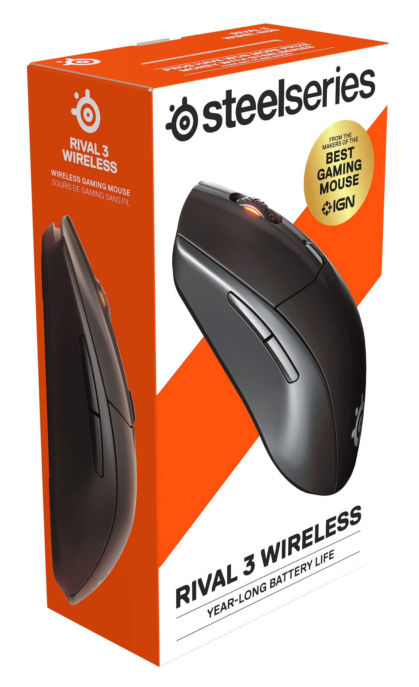 SteelSeries Rival 3 Wireless - Wireless Gaming-Maus - Über 400 Stunden Akkulaufzeit - Dual Wireless 2.4 GHz und Bluetooth 5.0 - 60 Millionen Klicks, Schwarz