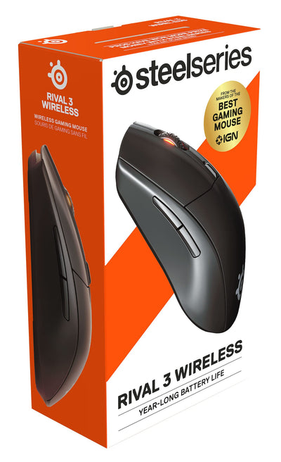 SteelSeries Rival 3 Wireless - Wireless Gaming-Maus - Über 400 Stunden Akkulaufzeit - Dual Wireless 2.4 GHz und Bluetooth 5.0 - 60 Millionen Klicks, Schwarz