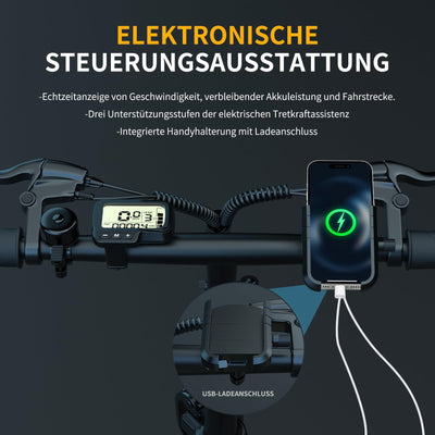 ESKUTE D100 E-Bike Klapprad 16 x 2,5 Zoll, Elektrofahrrad für Herren & Damen, Fatbike mit Abnehmbarem 36V 13Ah Akku, Lange Reichweite bis 100 km, Faltbares Pedelec für Erwachsene, Schwarz