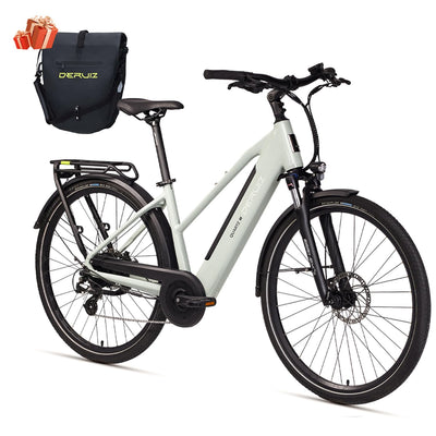 DERUIZ E-Bike 28 Zoll Quartz M – City E-Bike für Damen & Herren, 250W 48V 483Wh, 55 Nm Motor, bis 25 km/h, Reichweite bis 121 km, Trekking Elektrofahrrad in Metallic Grey