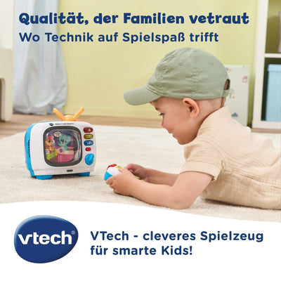 Vtech Lernspaß Fernseher – Interaktives Babyspielzeug ab 12 Monaten mit Musik, Tiergeräuschen, bunten Bildern und drehbarer Walze – Lernspielzeug für Babys & Kleinkinder