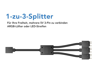 EZDIY-FAB RGB Konverter 12V RGB zu 5V ARGB Transfer Hub mit 3-Wege Splitter,Motherboard mit 12V 4Pin Header kann 5V ADD RGB Produkte steuern, Eingebaute 50 Farbmodi