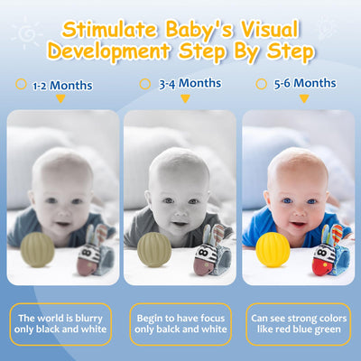 Joyreal Baby Spielzeug 0-6 Monate, 10-teiliges Set für Neugeborene Sensorikspielzeug, Baby Raupe Musikspielzeug, Rasseln, Bänder, Tummy Time Toys, Geschenk von 3, 6, 9 Monaten