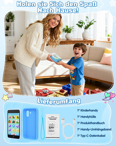 orantronx Kinder Handy Smartphone Spielzeug, 3.97" Kinderkamera Handy für Mädchen Jungen Geschenke ab ab 3 4 5 6 7 8-12 Jahre, Kinderhandy mit 200+ Lernspiele, Dualkamera, Kindersicherungs, MP3 Player