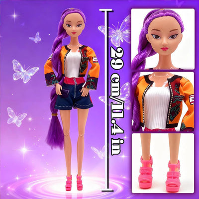 2025 𝐊-𝐏𝐎𝐏 𝐃emon 𝐇unters Puppen mit Musik-29cm huntrix kpop puppen,Demon Hunters Merch Puppen mit Puppenkostüm Zubehör-Beweglichen Armen & Beinen Doll zum Sammeln & als Fangeschenk (Mit Musik)