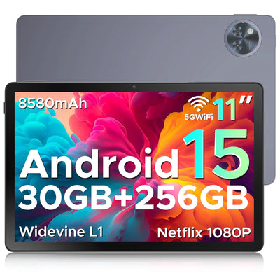 DOOGEE U11 Pro Android 15 Tablet 11 Zoll, 30GB RAM+256GB ROM (2TB TF) 8580mAh,90-Hz-Display, Unisoc T7200 Octa Core Tablet PC, 13MP+5MP, 5G WiFi/Widevine L1/ GPS/Face ID/OTG [Grau]