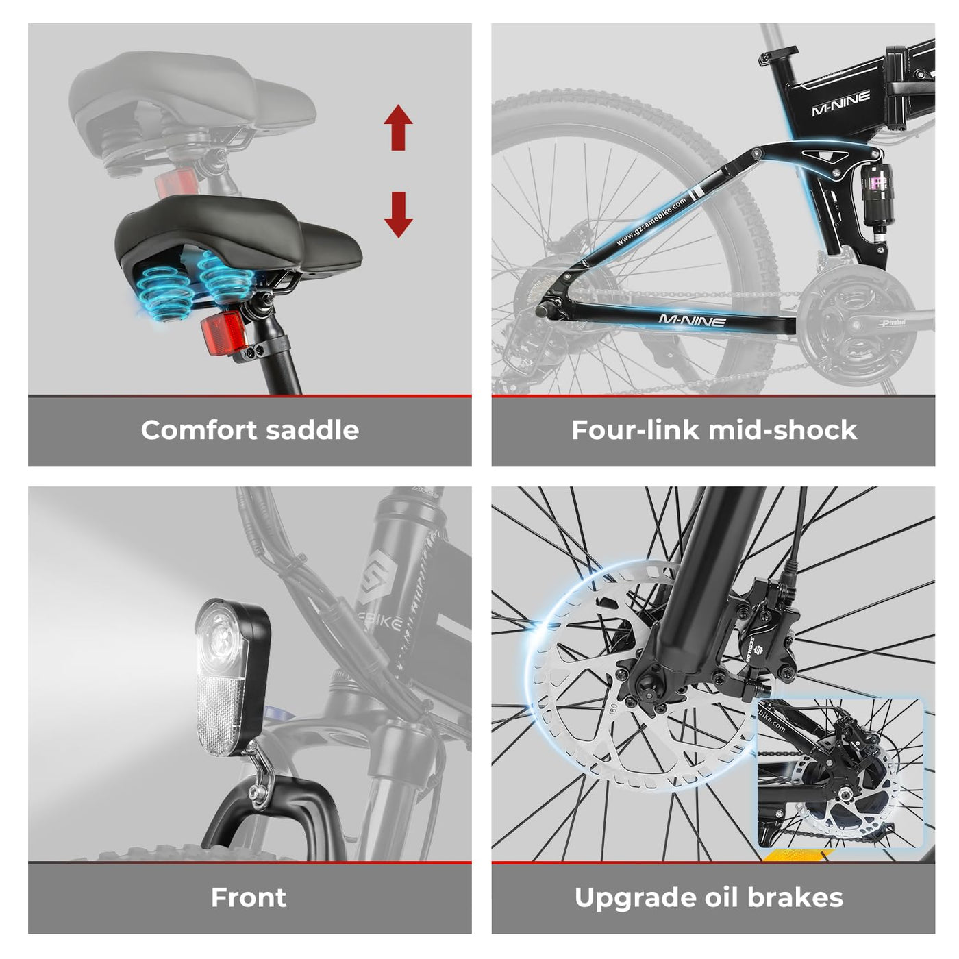 SAMEBIKE LO26 E-Bike 26" faltbares Elektrofahrrad mit abschließbarer Federgabel, 48V 14Ah Lithium-Akku Reichweite bis zu 100 km mit 21 Gangschaltung Elektro-Mountainbike