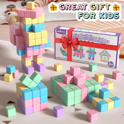 Apluses Magnetische Bausteine – Kinderspielzeug, magnetisches Bauspielzeug, Puzzlebaustein, Magnetisches Konstruktionsspielzeug für Kinder, geeignet für Jungen und Mädchen ab 3 Jahren