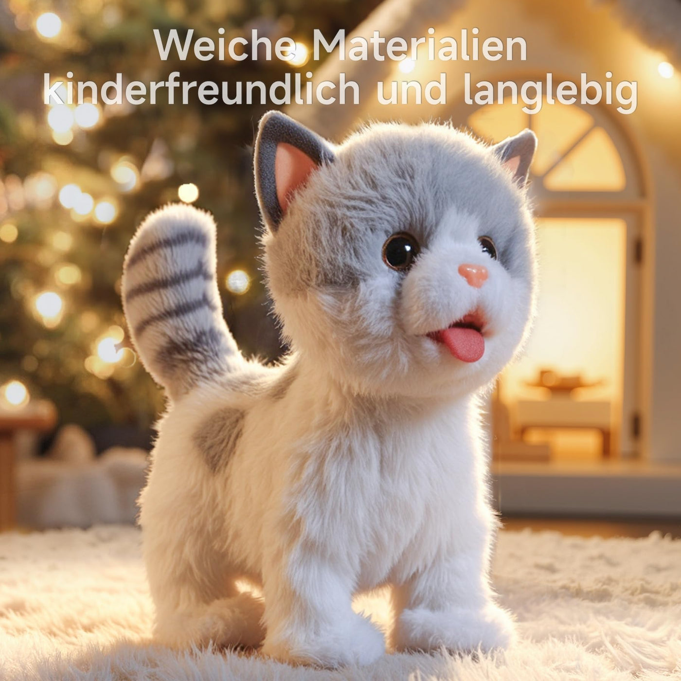 OR OR TU Katze Spielzeug Kinder Plüsch Kätzchen Elektronische Haustiere mit Ferngesteuerter, Interaktives Spielzeug Katze der Läuft und Bellt, Leckt Katze Kinder Spielzeug für Kinder Geschenk