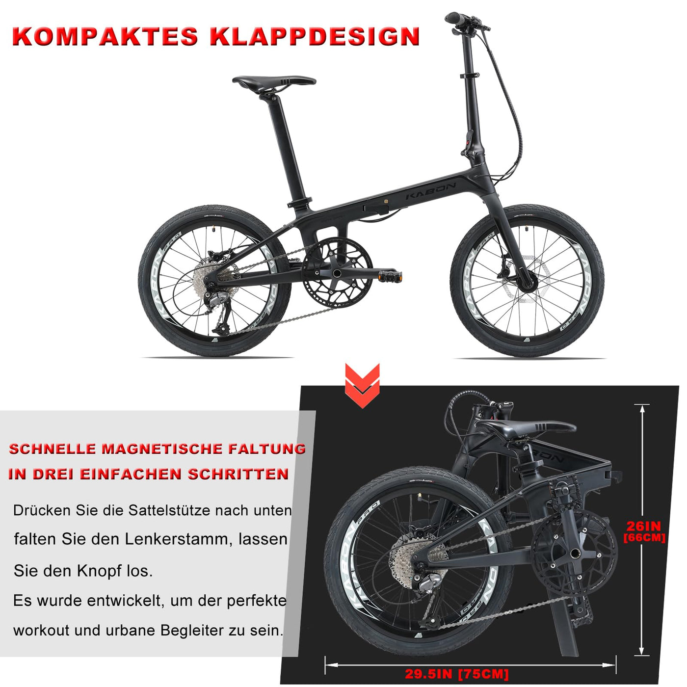 KABON Voll Carbon Faltrad, Leichtes 20 Zoll Carbonfaser Rahmen Klapprad mit 11 Gang Hydraulische Scheibenbremse Fahrrad mit Carbon Laufradsatz für Unisex-Erwachsene (Chamäleon Blau)