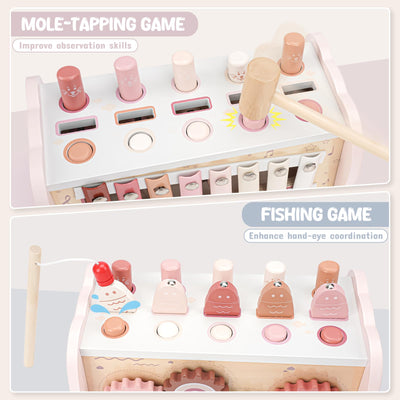 Joyreal Montessori Spielzeug ab 1 Jahr - Hammerspiel Holzspielzeug Baby, Xylophon Kinder 1 Jahr, Angelspiel Motorikspielzeug, Lernspielzeug Geschenke ab 1 2 3 Jahre Mädchen Junge