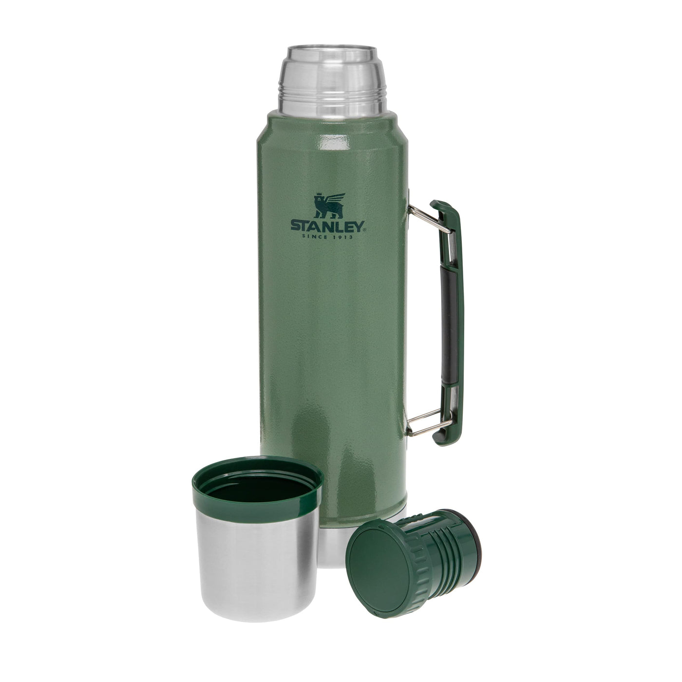 Stanley Classic Legendary Thermosflasche 1L - Thermos Hält 24 Stunden Heiß oder Kalt - Edelstahl Thermoskanne - BPA-Frei - Spülmaschinenfest - Hammertone Green