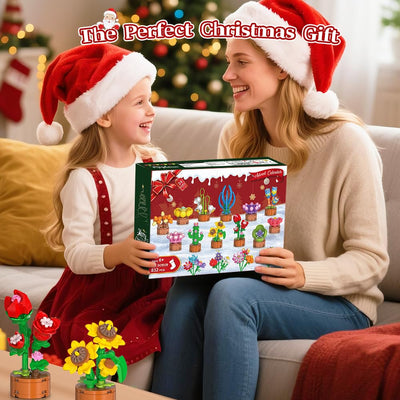 HOGOKIDS Adventskalender 2025 Blumen 3.6 Mini Bausatz - 24 Tage Weihnachten Countdown Sukkulenten Botanische Bauspielzeug, Adventskalender Bausteine Geschenk für Erwachsene Kinder Jungen Mädchen 6+