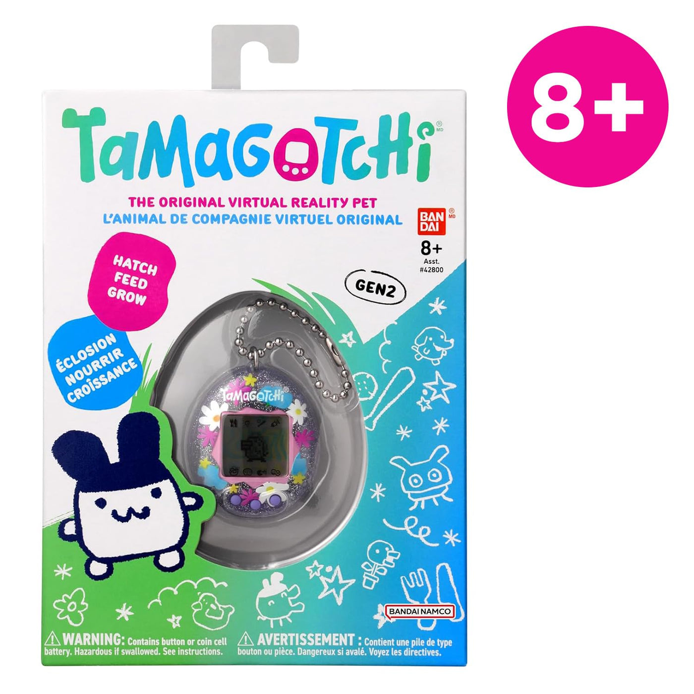 Bandai - Tamagotchi - Tamagotchi Original - Flower Perfume - Elektronisches virtuelles Tier mit Farbdisplay, Spielen - Interaktives Haustier auf Deutsch - Spielzeug für Kinder ab 8 Jahren - 42983