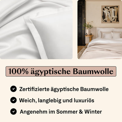 Amqua Mako Satin Kissenbezug (1x) aus ägyptischer Baumwolle 40x40 cm, weiß