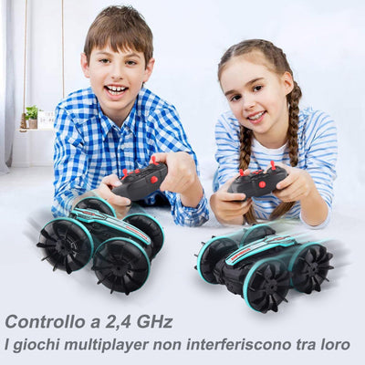 SIVQIKE 4WD Ferngesteuertes Auto,Amphibienfahrzeug ferngesteuert,Gestensensor Wasserdicht RC Stunt Auto 80 Min. Spielzeit Mit 50m Fernbedienung 360 °Drehung Off Road for 6+Jahre Kinder