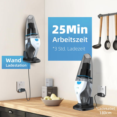 Anktel Handstaubsauger Testsieger 14,8V 9700Pa mit Ladestation Handstaubsauger Akku Beutellos Nass&Trocken mit Waschbar HEPA-Filter Handsauger Kabellos Staubsauger per Auto, Haus -PowerClean2300-