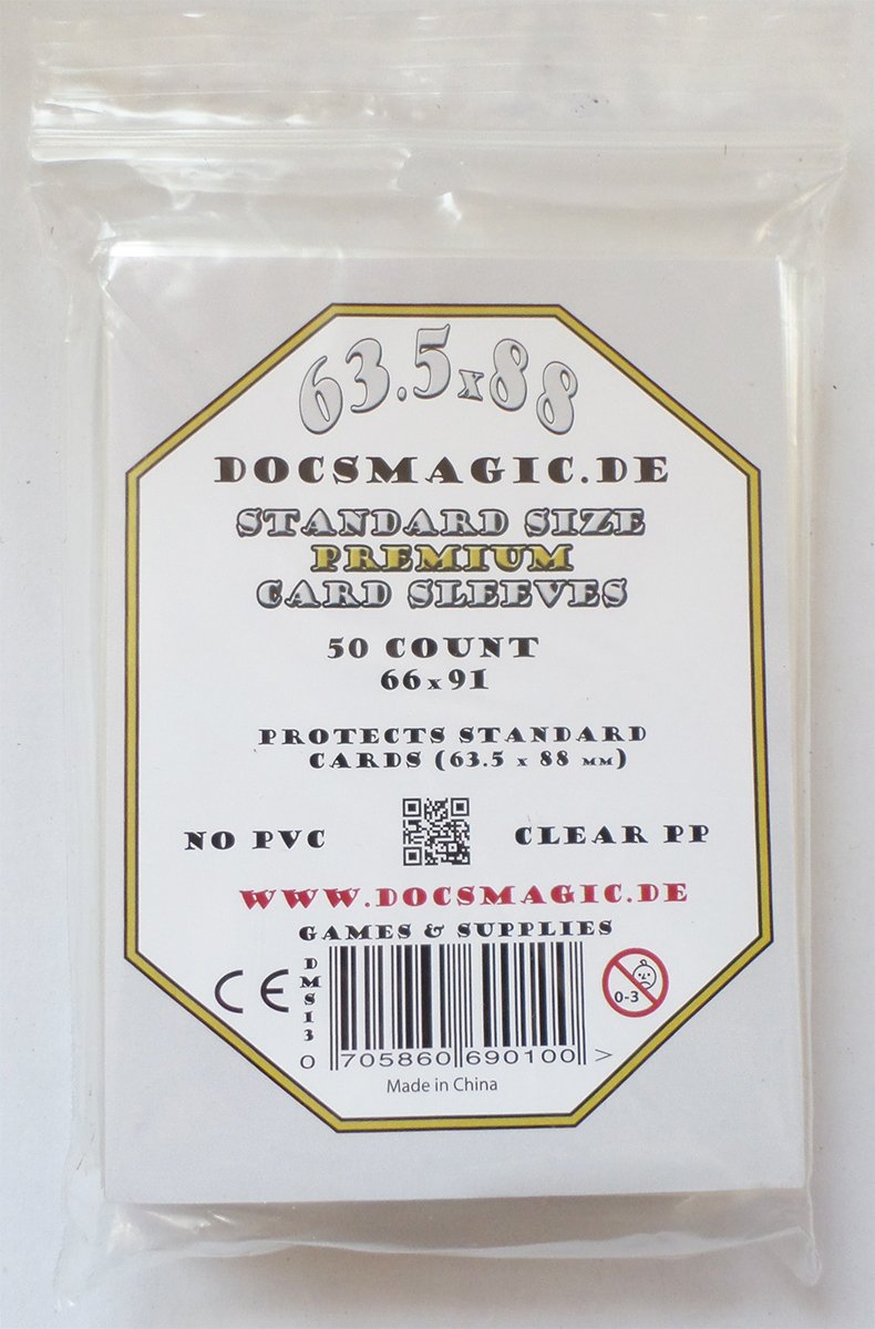 docsmagic.de 500 Premium Board Card Game Sleeves Clear - 63,5 x 88-10 Packs - Standard - 66 x 91