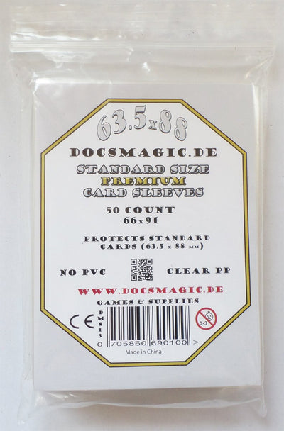 docsmagic.de 500 Premium Board Card Game Sleeves Clear - 63,5 x 88-10 Packs - Standard - 66 x 91
