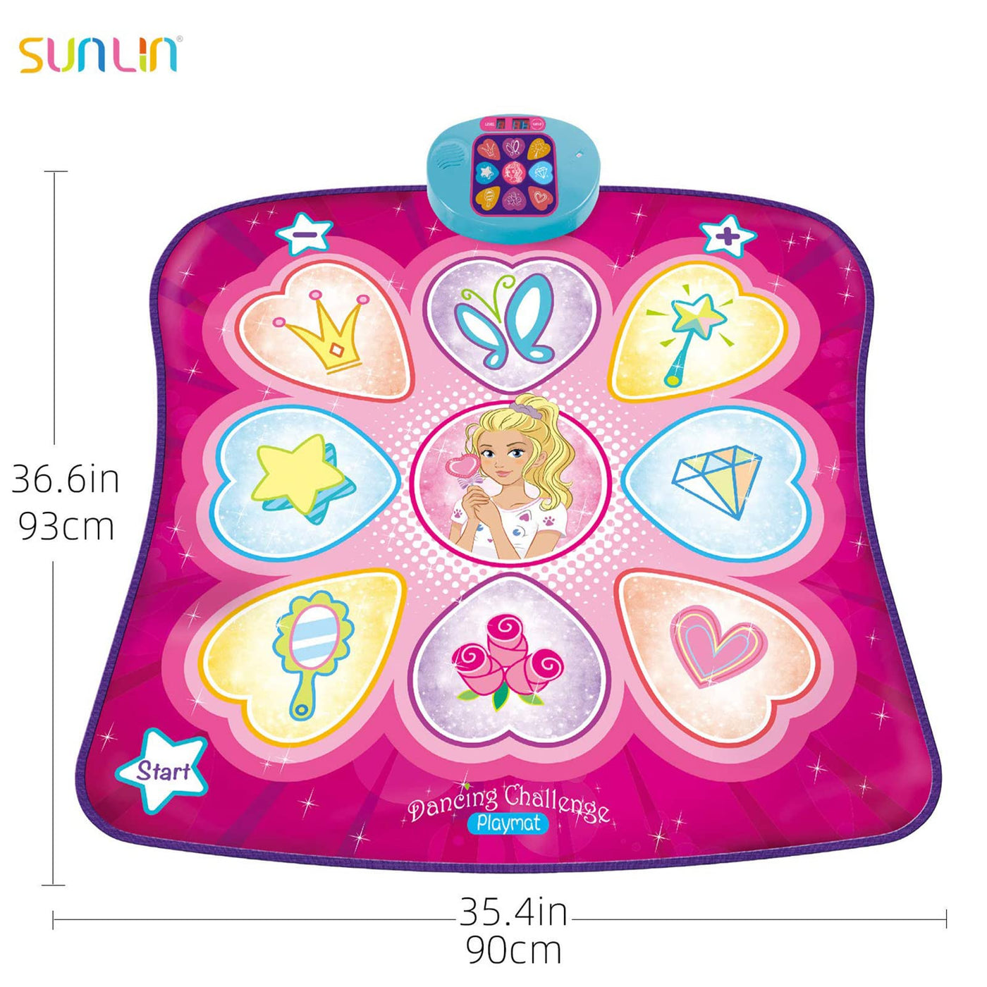 SUNLIN Tanzmatte - Tanzspielzeug Geschenk für Kinder Mädchen - Tanzmatte mit LED-Leuchten, einstellbare Lautstärke, eingebaute Musik, 3 Schwierigkeits Stufen (3-12 Jahre)