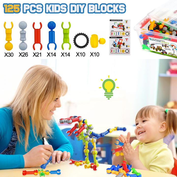 Vicloon 135-teiliges Bausteine-Set Mit Aufbewahrungsbox – Kreatives STEM-Spielzeug Für Kinder Ab 3 Jahren, Pädagogisches Baukasten-Geschenk Für Jungs & Mädchen