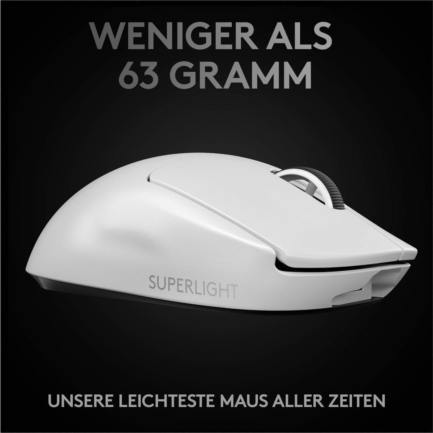 Logitech G PRO X SUPERLIGHT kabellose Gaming-Maus mit HERO 25K Sensor, Ultra-leicht mit 63g, 5 programmierbare Tasten, 70 Stunden Akkulaufzeit, PTFE-Füße ohne Zusatzstoffe, PC/Mac - Weiß