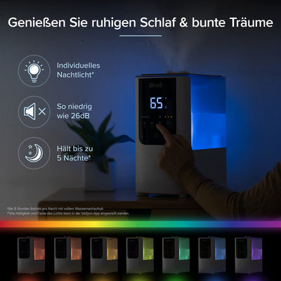 LEVOIT Smart Luftbefeuchter, Warm-/Kalter Nebel max 550 ml/h, 4,5L Humidifier bis 40㎡ 45H, 26dB Aroma Raumbefeuchter mit Nachtlicht für Schlafzimmer Kinderzimmer und Pflanzen, Exklusiv bei Amazon,Weiß