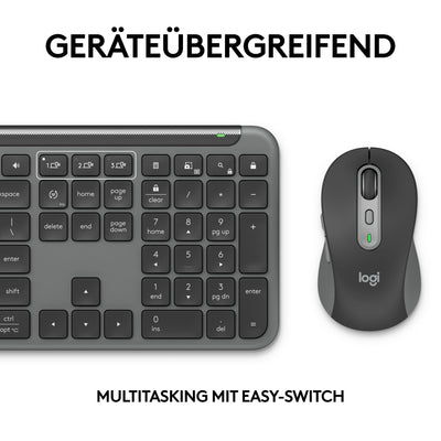 Logitech Signature Slim MK950 for Business kabelloses Tastatur-Maus-Set, leises Tippen, sicherer Empfänger, Bluetooth, weltweit Zertifiziert, Windows/Mac/Chrome/Linux, DEU QWERTZ-Layout, Grafit