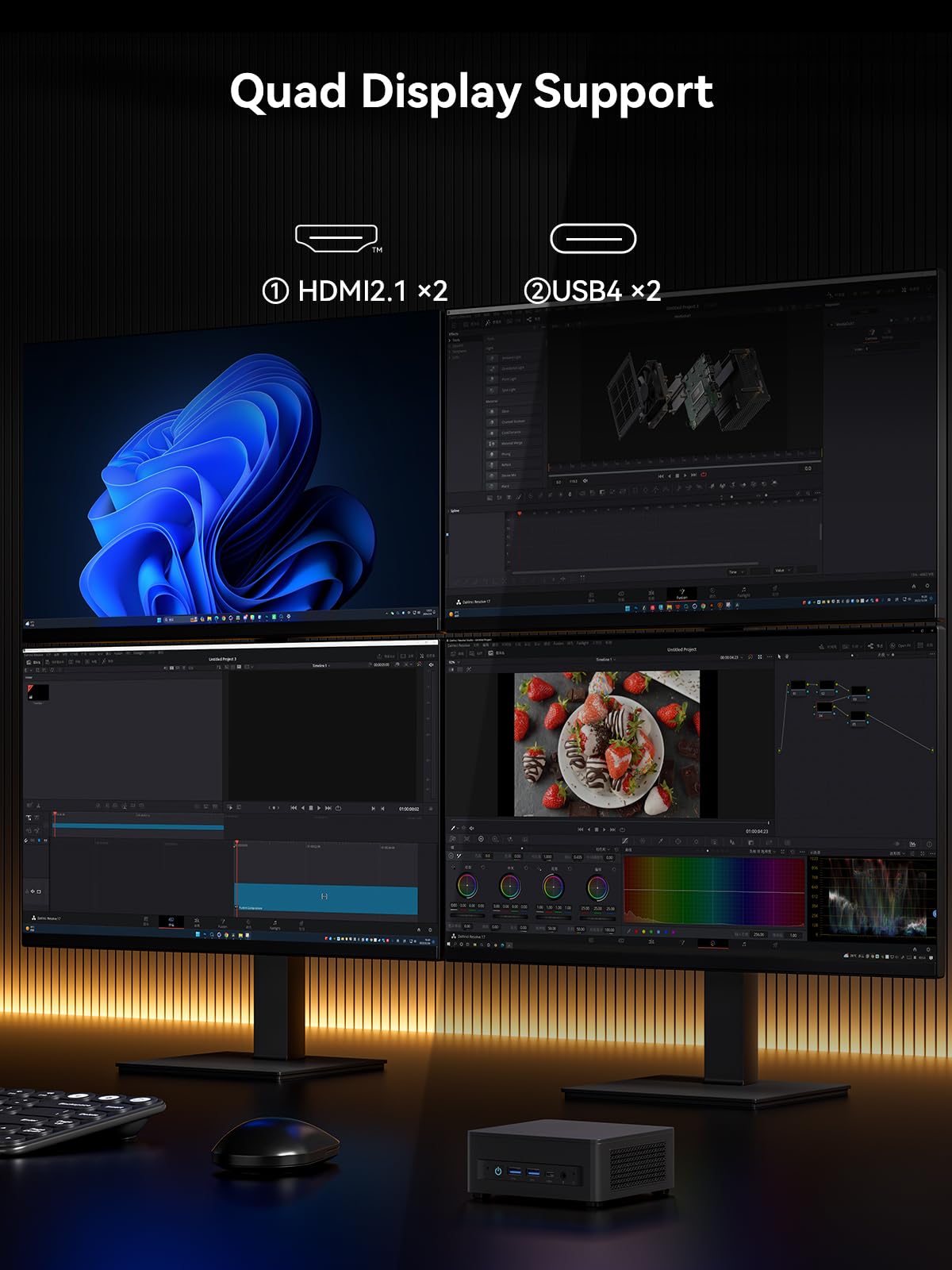 MINIS FORUM Mini PC AD69, Mini Desktop Computer with AMD Ryzen 9 6900HX(8C/16T, up to 4.9GHz),32GB DDR5 1TB SSD, Support HDMI, USB4, RJ45 2.5G, WiFi 6E /BT5.3