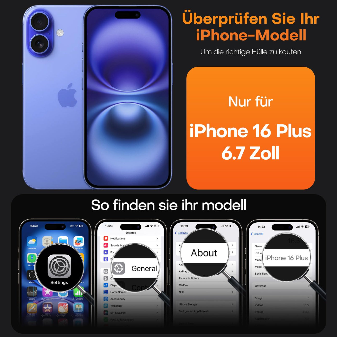 TAURI 5 in 1 für iPhone 16 Plus hülle, Handyhülle für iPhone 16 Plus Case, [Vergilbt Nicht] Schlanke, Stoßfeste Telefon Hülle - Transparent