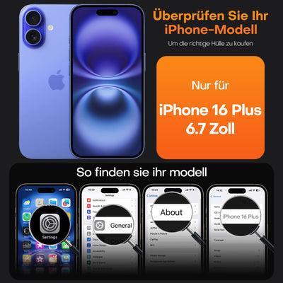 TAURI 5 in 1 für iPhone 16 Plus hülle, Handyhülle für iPhone 16 Plus Case, [Vergilbt Nicht] Schlanke, Stoßfeste Telefon Hülle - Transparent