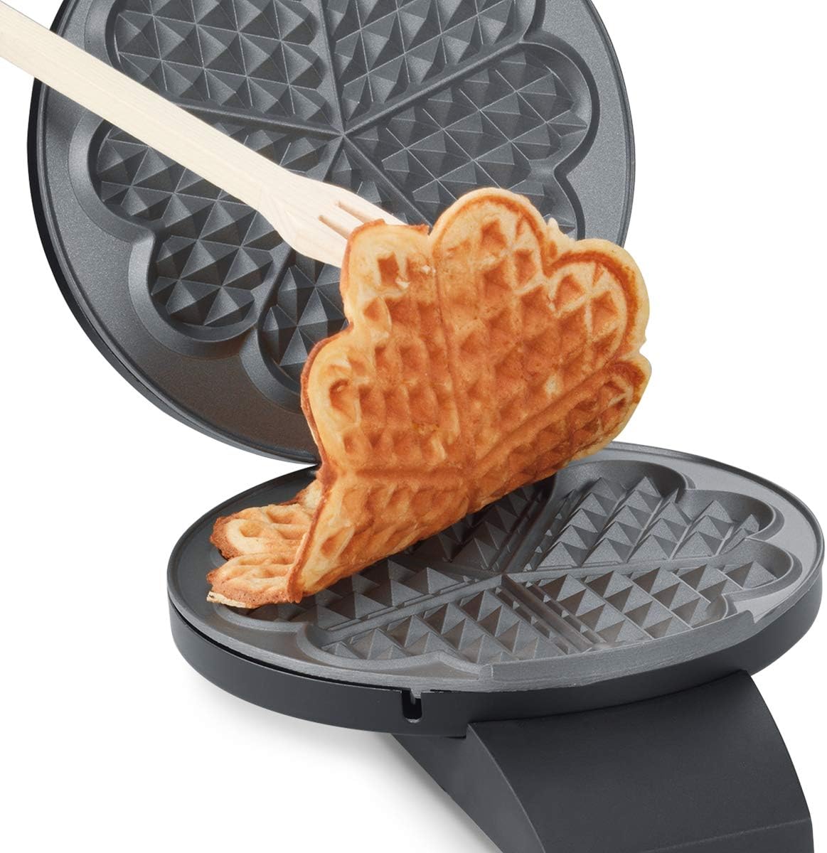Cloer 1620 Waffeleisen für klassische Herzwaffeln, 930 W, Waffelgröße 15,5 cm, stufenlos wählbarer Bräunungsgrad, schwarz