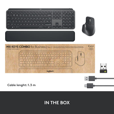 Logitech MX Keys Combo for Business | Gen 2, Full Size Kabellose Tastatur und Kabellose Maus, Spanisches QWERTY - Graphit