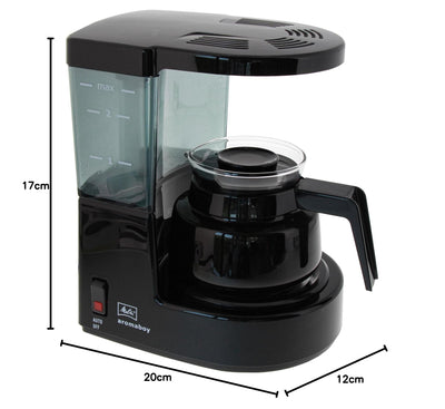 Melitta Aromaboy - kleine Filterkaffeemaschine - mit Glaskanne - 2 Tassen - Schwarz (1015-02)