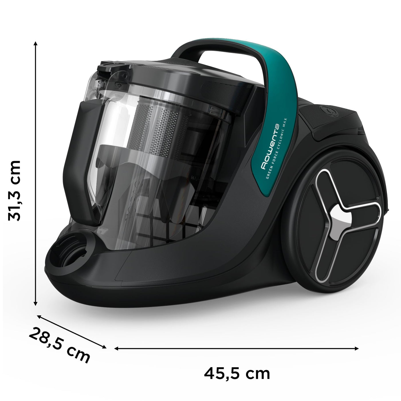 Rowenta RO7B12 Green Force Cyclonic Max, Bodenstaubsauger ohne Beutel, Schwarz/Grün, 2.5 liters, 73 Dezibel