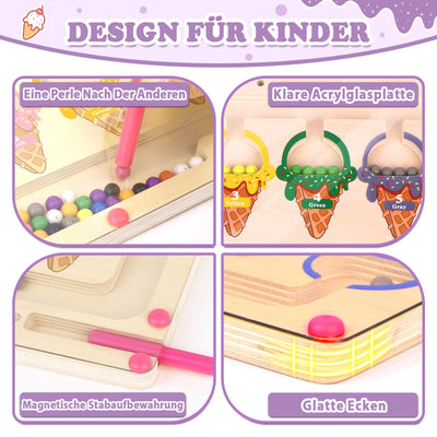Montessori Spielzeug ab 3 4 Jahre Magnetspiel Labyrinth Geschenk für Mädchen Junge Kind 3 Jahre Spielzeug Mädchen Junge Kinder Holzspielzeug Zahlen und Farben Lernspiele Motorikspielzeug