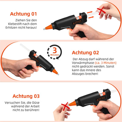 Crenova Feuerfest Heißklebepistole Klebepistole + 60 Mini Heißklebesticks Transparente Klebesticks für DIY Kleine Handwerk und schnelle Reparaturen in Haus & Büro, 20Watt Klebepistolen