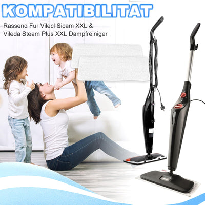 6 Stück Ersatzbezüge Pads für Vileda Steam XXL/PLUS XXL Dampfreiniger, Wiederverwendbar Ersatzbezug Power Pad, Ersatzbezüge für Vileda Steam PLUS XXL Dampfreiniger, Waschbare Ersatzbezüge(weiß)