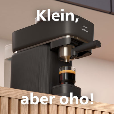 Philips Baristina Espressomaschine - Real Espresso, made simple. Kompakte Kaffeemaschine, Naturweiß mit Eschenholz-Siebträger, 16-bar-Pumpendruck, automatisches Mahlwerk, Cafe Crema (BAR302/20)
