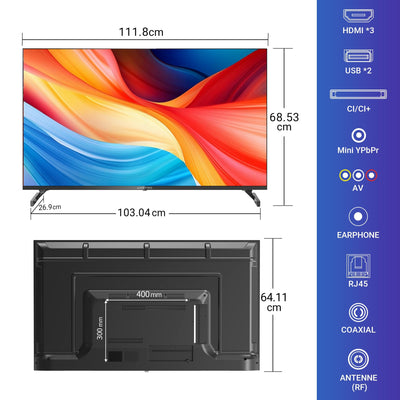 Antteq S50-AU1Q1 Fernseher 50 Zoll (126cm) Smart TV,Android TV,4K Ultra HD,Triple Tuner,Google Play Store,DAZN,Bluetooth-Sprachfernbedienung,WiFi
