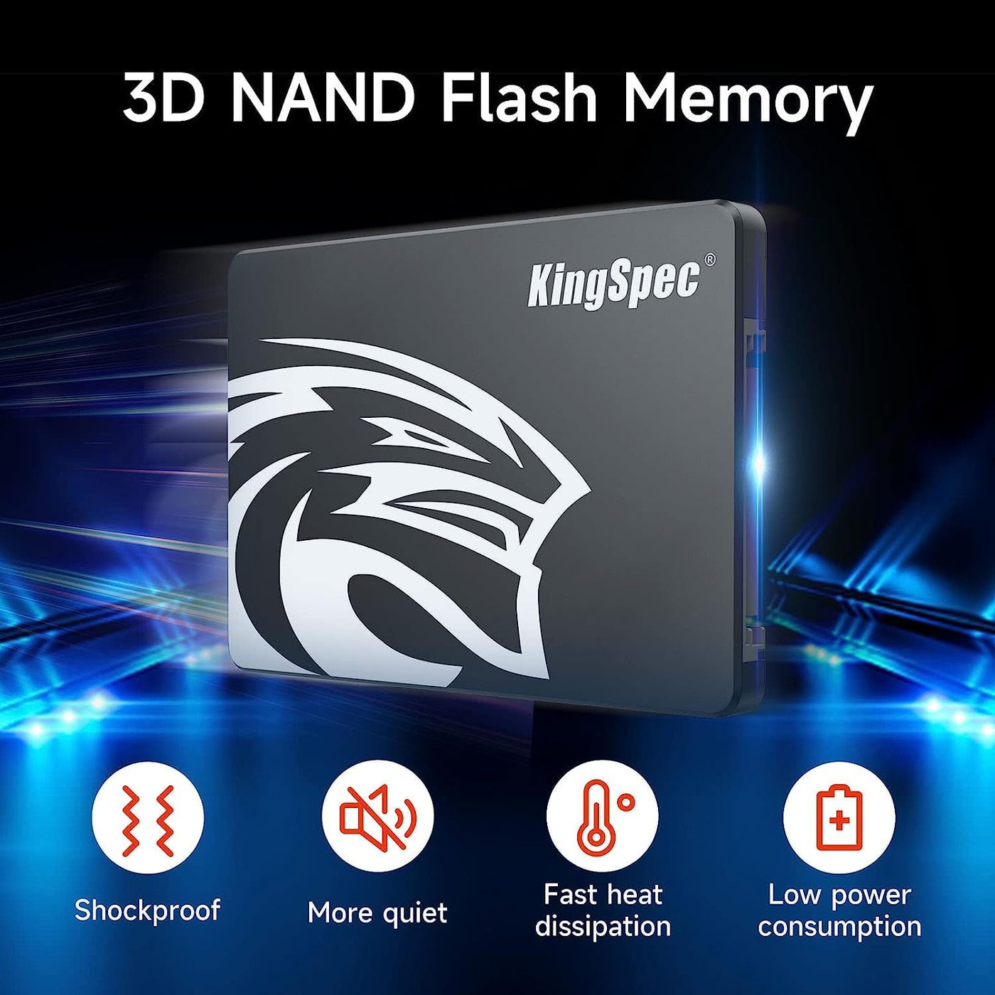 KingSpec 2TB 2.5" SATA SSD, SATA 3 SSD Festplatte Interni 3D NAND Flash, 2 5 Zoll ssd kompatibel mit Desktop/Laptop