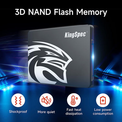 KingSpec 2TB 2.5" SATA SSD, SATA 3 SSD Festplatte Interni 3D NAND Flash, 2 5 Zoll ssd kompatibel mit Desktop/Laptop