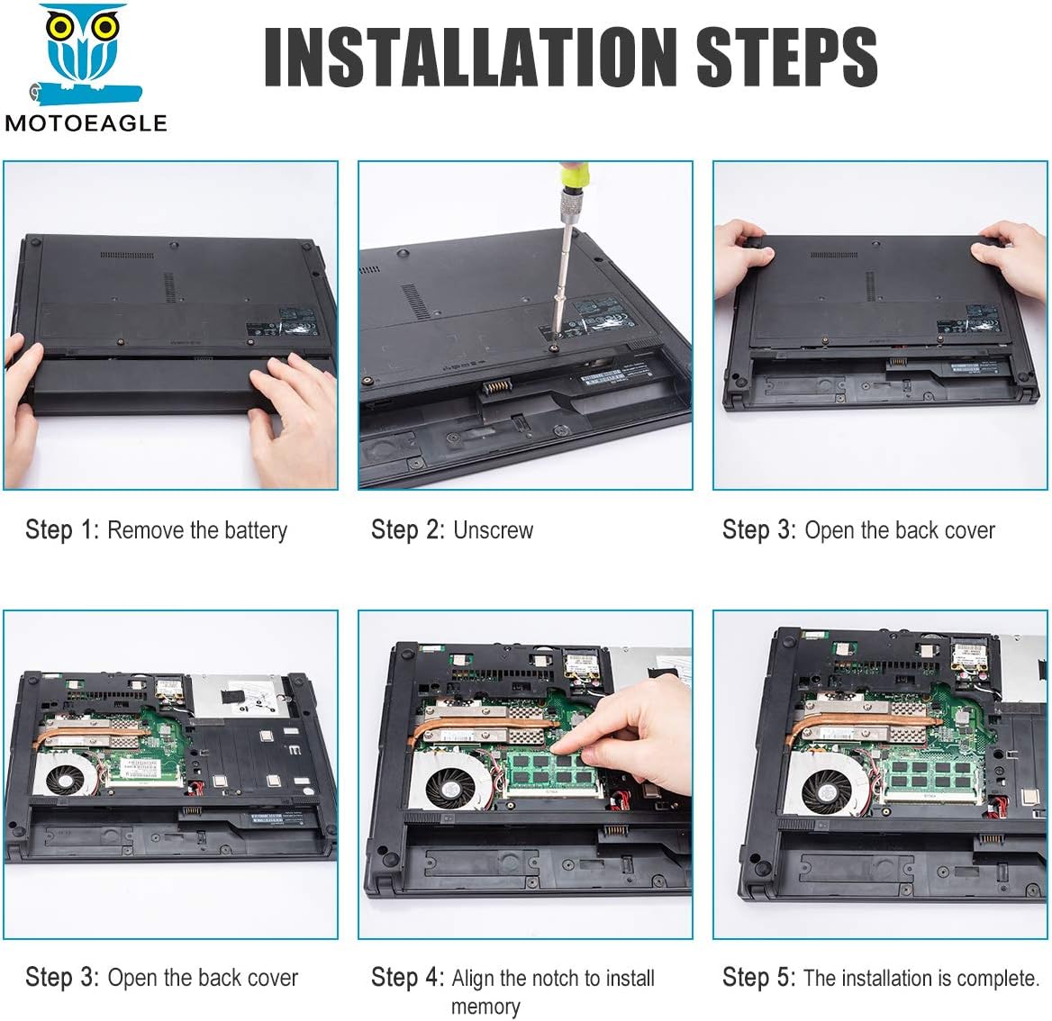 Motoeagle DDR3L 1600 MHz SODIMM 16GB Kit (2x8GB) PC3 PC3L 12800S 8GB 204-Pin Unbuffered Non-ECC 1.35V CL11 2Rx8 Dual Rank Notizbuch Arbeitsspeicher