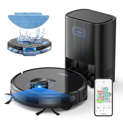Laresar Clean Saugroboter mit Wischfunktion, Saugroboter mit Absaugstation L6 Nex, LiDAR Navigation, 3L Staubsauger bis zu 180Min, 3-in-1 Kehren, Wischen und Staubsaugen, Ideal für Tierhaare