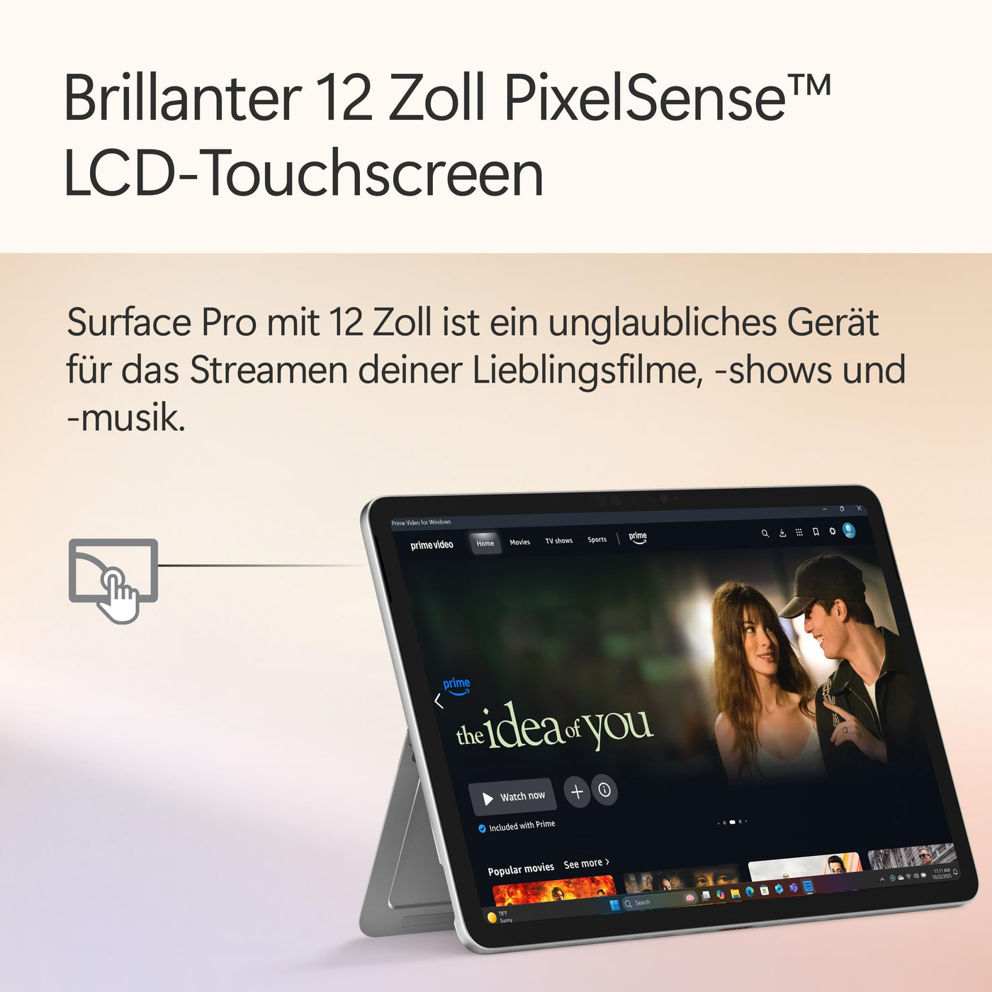 Microsoft Surface Pro | Copilot+ PC | 12” LCD Touchscreen | Snapdragon® X Plus | 16GB RAM | 512GB Speicher | Neuestes Modell | Platin