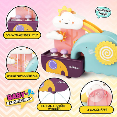 GILOBABY Badewannenspielzeug Set, Badespielzeug Baby Badewannen Spielzeug, Wasserspielzeug Kinder mit Tasse, Bär und Kaktus, Babyspielzeug Geschenk für Jungen und Mädchen Geburtstag ab 6 Monate