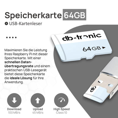 Raspberry Pi 5 8GB PCIe M.2 NVMe - Set | Metallgehäuse | Active Cooler | M.2 NVMe SSD PCIe Board | Offizielles USB-C 27W Netzteil | 64GB SD Karte | 4K Micro HDMI